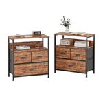 MUTUN Nightstand Set of 2 with 3 Drawers for Bedroom, 22.8" Bedside Table with Open Shelf, End Table, Side Table, 3-Drawer Dresser, Table De Chevet, Rustic Brown