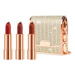 Matte Lipstick with Sliver Chain Bag Package Velvet Lip stick Gift Box Waterproof Non-Stick Cup Long Lasting Retractable Red Lipstick Set 3.5gx3 Pcs, 3 Colors