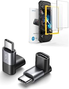 JSAUX 90 Degree USB C Male to USB C Female Adapter + Steam Deck Screen Protector