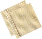 Sushi Mat Bamboo, 9.5 x 9.5 Inch Natural Sushi Rolling Mat Sushi Making Tool for Home Sushi Making (Non Stick 2 Pieces )