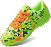 DREAM PAIRS Boys Girls Turf Indoor Soccer Shoes Lace Up Cleats for Little/Big Kid,Size 10.5 Little Kid,Neon Green,SDSO223K