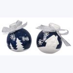 Young's Inc Ceramic Winter Solstice Salt & Pepper Shaker, 2pcs/set