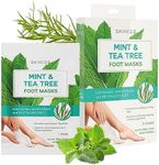 Skin 2.0 Tea Tree & Mint Foot Masks - Fights Athlete's Foot, Detoxifies & Exfoliates, Cooling & Relaxing - Dermatologist Tested Korean Skincare - Clean Beauty, Cruelty-Free, All Skin Types - 3 Pairs