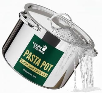 Stainless Steel Pasta Pot with Strainer Lid — 5.5 Qt Large Capacity Spaghetti Pot with Twist Lock Lid — Deep Cooking and Stock Pots for Boiling, Dishwasher Safe By Cooler Concepts