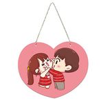 Artvibes Cute Couple Wall Hanger for Home Decor | Gifts for Girl friend | Wall Decorative Items | Decorative Item for Living Room | Door Hanging | Mdf Wall Decoration | Modern Art (WH_5502NN)