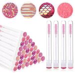 EBANKU 40PCS Mascara Brushes Tubes Set, Diamond Eyelash Brush Tubes Empty Mascara Wand Tube Makeup Brush Mascara Brushes for Eyelash Extension (Pink)