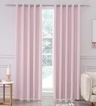 Super Soft Matt Satin 100% Thermal Blackout Blush Pink Eyelet Curtain Window Treatment Drapes 2 panels for Bedroom, Livingroom, Kids Nursery Room W66 x L54 inch