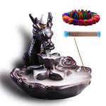 Dragon Incense Waterfall Burner Ceramic Smoke Backflow Incense Holder Include Incense Cones and Incense Sticks