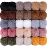 BQTQ 30 Pieces Faux Rabbit Fur Pom Pom Balls DIY Faux Rabbit Fur Fluffy Pom Pom with Elastic Loop for Hats Scarves Gloves Bags Accessories(Soft Colors)