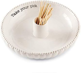 Mud Pie Take Your Pick, Toothpick Dish, 1.25" x 6" dia, White