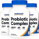 Nutricost Probiotic Complex - 50 Billion CFU, 60 Capsules (3 Bottles) - Probiotic for Men and Women - Veggie Capsules, Non-GMO, Gluten Free