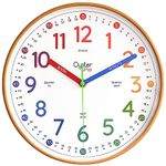 Oyster&Pop Kids Wall Clock - Learning Clock - Silent Analogue Telling Time Teaching Clock - Kids Learn to Tell Time Easily