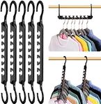 HOUSE DAY Magic Hangers Space Saving 10 Pack, Upgraded Sturdy Smart Space Saver Hangers, Ultra-Premium Black Hanger Hooks Triple Closet Space, Closet Organizers and Storage, College Room Essentials