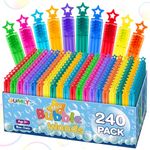 240 Pcs Mini Bubble Wands in 6 Colors, Bulk Party Favors for Kids, Themed Birthday, Christmas, New Year, Valentine, Carnival, School Classroom Prizes for Boys & Girls, Ideal Goodies Bags Stuffers