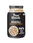 True Elements Muesli Fruit and Nuts 1kg Jar - With Real Fruits & Almonds | 100% Wholegrain Muesli with Oats, Almonds | Real Freeze-dried fruits, Not Candied | Breakfast Cereal | High Fibre & Nutrient-Rich blend