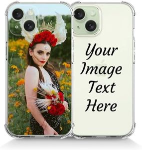 SNOAONS Personalized Photo Case for iPhone 15 Plus 6.7 Inch Custom Soft TPU Clear Shock Absorbing Case- Design Your Own Phone Case with Image Text and Logo