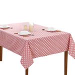 Oasis Home Collection Cotton Printed Table Cloth/Cover | 4 Seater [ 54 * 60 inches ] - Pack of 1 (Pink Heart)