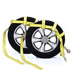 Tow Dolly Basket Strap with Twisted Snap Hooks for Small to Medium Size Tires By Robbor Brand 2 inch Webbing 12,000 lbs Breaking Strength Tire Bonnet&Tire Net Fits Most 14-17" Tires