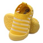 Myau Unisex Casual Comfortable Breathable Mesh Outdoor Knitted Summer Slip-on Shoes for 18 months to 4 years Boys & Girls (Yellow, numeric_7)