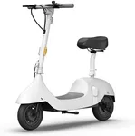 OKAI | Ceetle Pro | Electric Scooter with Seat | Up to 35 Miles Range | 15.5MPH | Stylish Moped Scooter | 10 inch Vacuum Tires | White | UL 2272 Certified