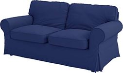 HomeTown Market Heavy Cotton Ektorp Sofa Cover Replacement is Made Compatible for Ektorp Sofa Cover, 3 Seat Loveseat Or Armchair Slipcover Replacement (Blue Ektorp Loveseat)