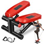 Steppers for Exercise at Home, Mini Steppers with Resistance Bands for Home Fitness, Upgraded Air Powered Stair Steppers with 330LBS Loading, Super Quiet Hydraulic Fitness Steppers with LCD Monitor