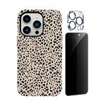 Zilkaifly Leopard Design for iPhone 11 Case for Women,with Privacy Screen Protector and Camera Cover,Cheetah Print Phone Case for iPhone 11