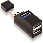 USB hub, Mini USB 3.0 Hub, 3 Port Hub (USB 3.0 + 2 USB 2.0), Adapter High Speed Expansion for PC Laptop, Desktop, XPS, Mac-Book, Surface Pro, USB Flash Drives, Mobile HDD