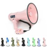 Roar of Lion Bullhorn Megaphone with Siren & Volume Control/Recorder - Waterproof 25W Reliable and Consistent Performance, 240-sec Voice Recording with Maximum Range 1312Yards, (Pink)