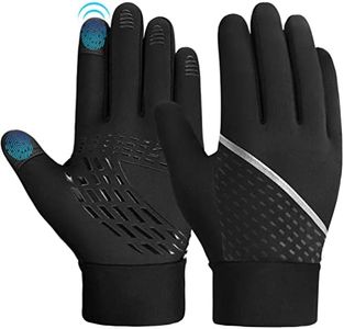 OOPOR Kids Winter Sports Cycling Gloves - Children Warm Touch Screen Anti-slip Thermal Outdoor Windproof Gloves for Boys Girls Running Riding Bike, Black, M (aged 8-10)