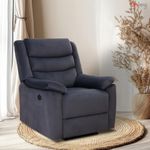 Injoy - 0121E | Single Seater Recliner Sofa | Power Recliner | Cushion Armrest | Living Room Recliner Sofa | 1-Year Manufacturer Warranty | Colour- Dark Grey Fabric