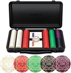 SLOWPLAY Nash Ceramic Poker Chips Set for Texas Hold'em, 300 PCS [with Numbered Values], 39mm & 10g Each | Features a High-end Chip case with Extra Durable German Polycarbonate Shell