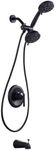 WOWOW Matte Black Shower Faucet Set with Tub Spout and 7- Mode 2-in-1 Dual Handheld Shower Head, Shower Trim Kit Single Handle Shower Combo Set Wall Mounted (Valve Included)