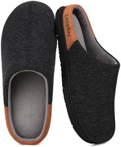 LongBay Men's Knit Slippers Memory Foam House Shoes with Breathable Lining for Indoor Outdoor All Seasons, Knit Black 10UK