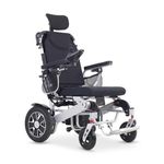 Everactiv EcoPower Heavy Duty Electric Wheelchair | Lithium Ion Battery | Air Travel Friendly | Foldable & Portable Motorized Wheelchair | Comes With Remote for attendant | Aluminium Made | Additional Headrest | Reclining Function