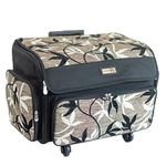 Everything Mary 4 Wheel Sewing Machine Storage Tote, Black & White Floral - Rolling Trolley Carrying Bag for Brother, Singer, & Most Machines - Travel Tote Organizer for Accessories