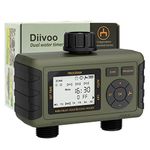 Water Timer 2 Outlet, Diivoo Sprinkler Timer with 6 Watering Programs, Frequency and Duration, Programmable Irrigation Timer and Rain Delay for Lawn