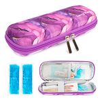 Insulin Cooler Travel Case, Small EVA Diabetic Insulated Organizer Portable Cooling Bag for Medication Cooling Insulation, Epi Pen Carrying Bag with 2 Ice Pack by YOUSHARES (Marble Purple)