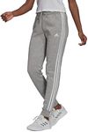 adidas Sportswear Essentials Fleece 3-Stripes Women's Joggers, Medium Grey Heather/White, X-Large