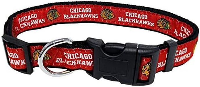 NHL Chicago Blackhawks Collar for Dogs & Cats, Large. - Adjustable, Cute & Stylish! The Ultimate Hockey Fan Collar!, Large (18-28" Length x 1" Width)