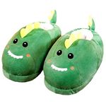 KOMTO Girls Cartoon Animal Slippers Funny Plush Shoes Indoor Non-Slip Casual Winter Warm Comfort House Shoes (Animal 1) (Green)