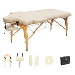 GreenLife® Basic™ Super Stable 28 Inches Width Height Adjustable Portable 2 Fold Massage Reiki Facial Table Bed with Free Carrying Bag & Head Rest & Arm Rests (All Included, Cream)