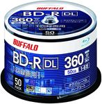 Buffalo RO-BR50V-050PW/N Blu-ray Disc, BD-R DL, for Single Recording, 50GB, 50 Sheets, Spindle, Single-Sided, 2-Layer, 1-6x Speed, White Label