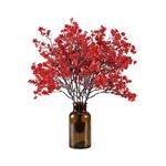 8Pcs Baby's Breath Artificial Flowers Fake Gypsophila Bouquets Silk Cloth Flower for Home, Garden, Floral Arrangement, Party, Wedding Hall Scenery Decorations(Red)