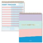 S&O Striped Habit Tracker Calendar - 24 Month Daily Habit Tracker Journal - Undated Habit Tracker Planner with Personalized Goal Chart for Health, Fitness & Finance - Weekly Chore Chart for Adults