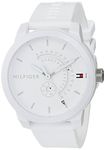 Tommy Hilfiger Men's Analogue Quartz Watch - White Dial, White Silicone Strap, Day & Date Functions, 44mm Case, 3ATM Water Resistant - 1791481