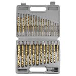 uxcell 29pcs Titanium Twist Drill Bit Set 1/16"- 1/2" Drilling Dia High Speed Steel Drills for Hardened Metal, Stainless Steel, Cast Iron, Wood, Plastic with Case