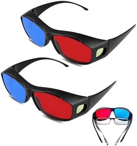 Gnimup 2 Pack 3D Glasses for Movies at Home - Red Blue 3D Viewing Glasses for Games and TV, Lightweight Simple Design (Style_02)