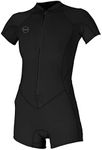 O'Neill Wetsuits Women's Bahia 2/1mm Full Zip Short Sleeve Spring, Black/Black/Black, Size 12