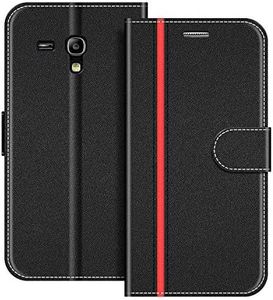 COODIO Funda para Samsung Galaxy S3 Mini, Magnético Funda con Tapa para Samsung Galaxy S3 Mini, Negro/Rojo